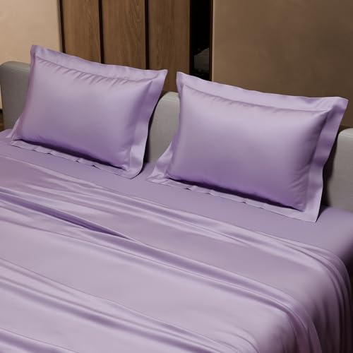 Stoa Paris Double Bedsheet with 2 Pillow Covers, 300 TC UltraSatin Premium Bedding Set, Aesthetic Home Decor, Gift for Couples, Wedding, Anniversary, Date Night - Lilac - Image 4