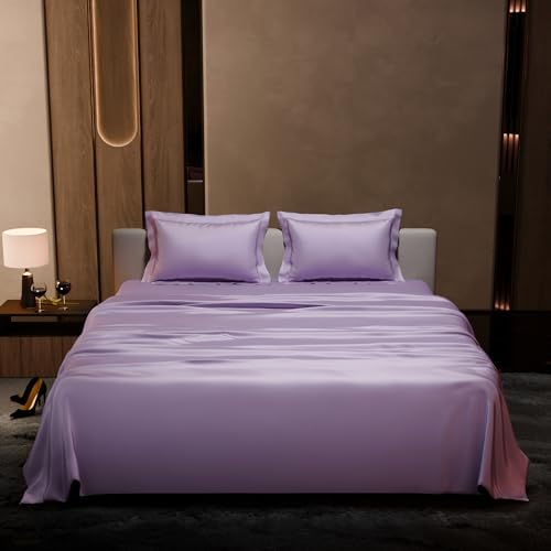 Stoa Paris Double Bedsheet with 2 Pillow Covers, 300 TC UltraSatin Premium Bedding Set, Aesthetic Home Decor, Gift for Couples, Wedding, Anniversary, Date Night - Lilac - Image 2