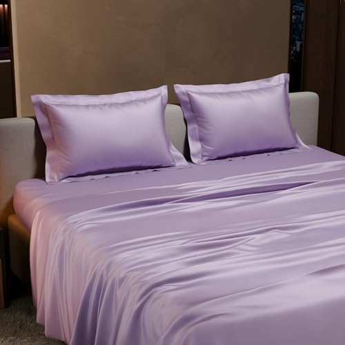 Stoa Paris Double Bedsheet with 2 Pillow Covers, 300 TC UltraSatin Premium Bedding Set, Aesthetic Home Decor, Gift for Couples, Wedding, Anniversary, Date Night - Lilac - Image 3