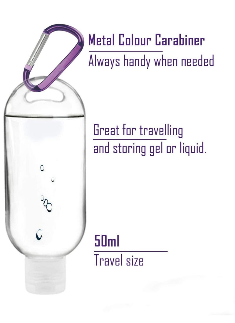 KASTWAVE - KASTWAVE 10 Pieces 50ml Empty Refillable Plastic Bottle Travel With Carabiner Portable Clear Plastic Squeeze Container Leak Proof Bottles For Travel Outdoor Activities - Image 1