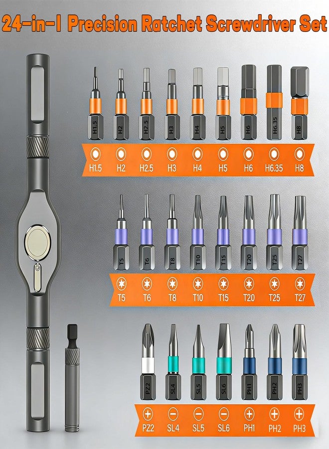 JUSTHERE 24 in 1 Magnetic Screwdriver Set, Precision Screwdriver Set with Detachable Handle, Multipurpose Mini Repair Tool Kit for Home, DIY, PC, Laptop, Electronics, and Manual Repairs - Image 2