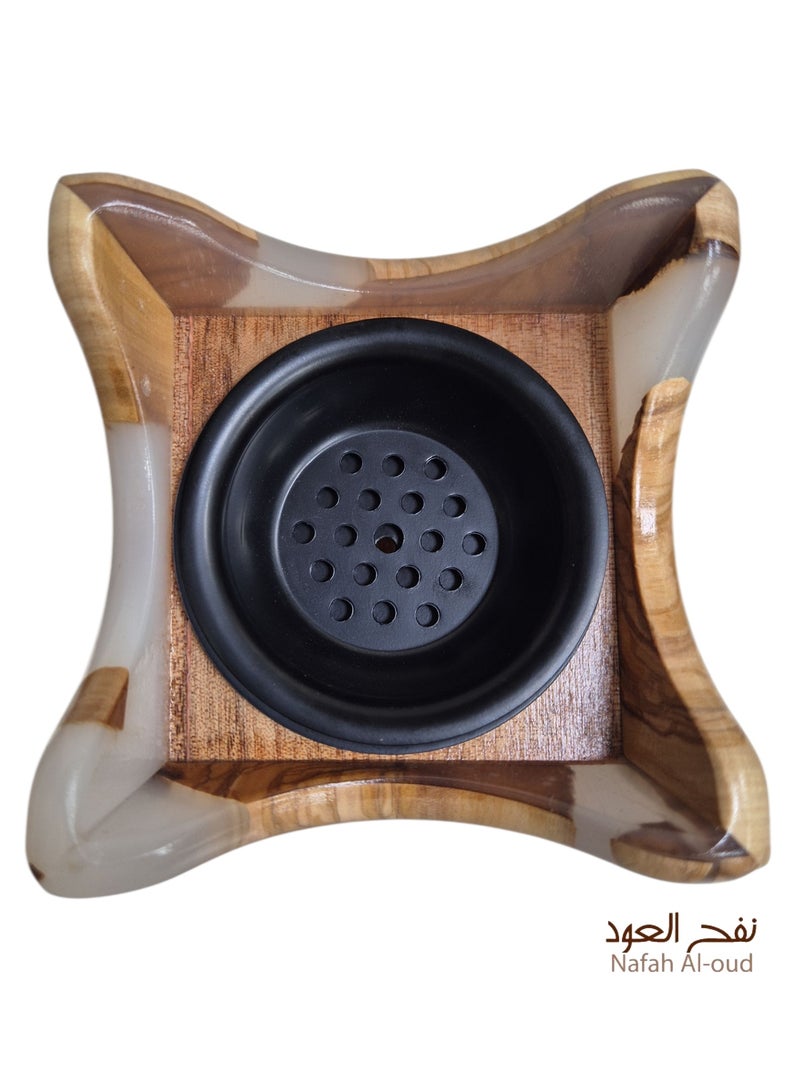 نفح العود مبخرة صينية – تصميم من الرخام والخشب - Image 3
