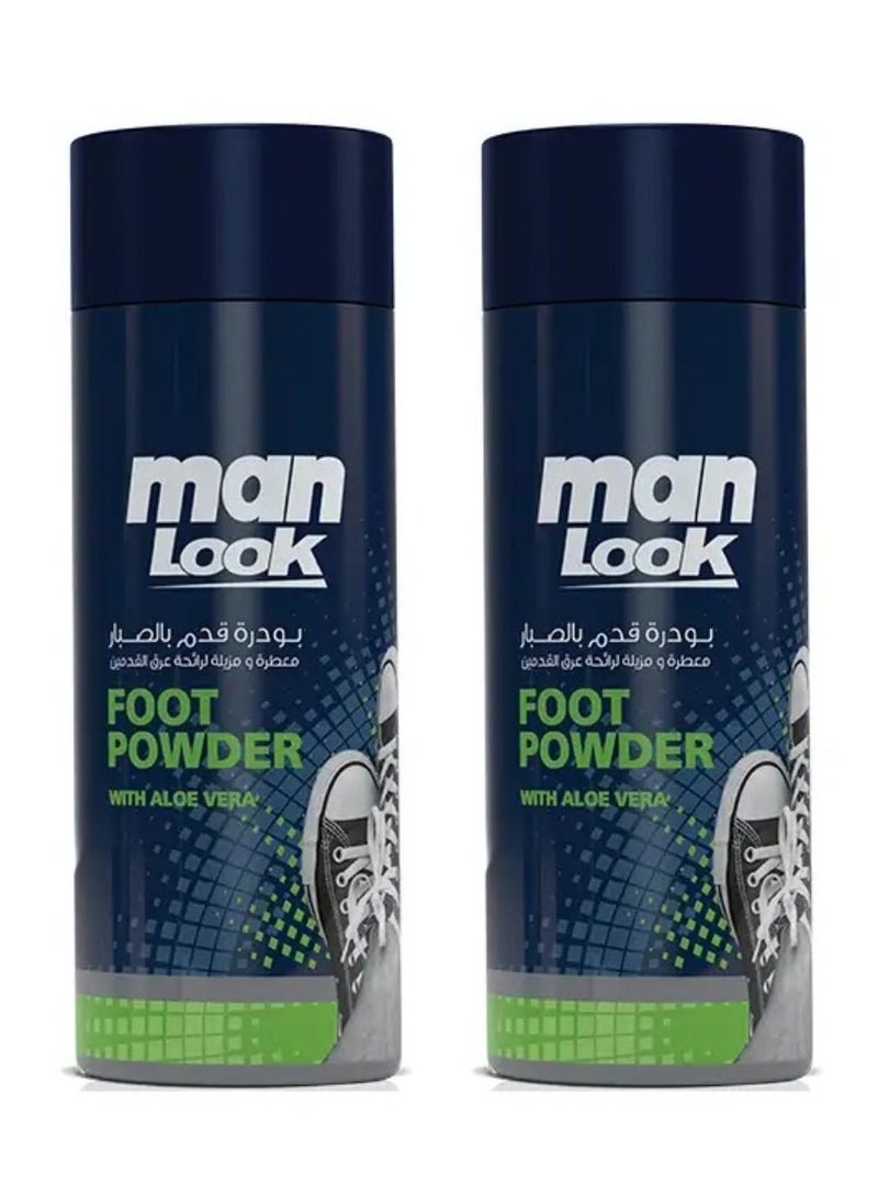 Man look 2-Piece Set Foot Powder with Aloe Vera 2X50 gm - Image 1