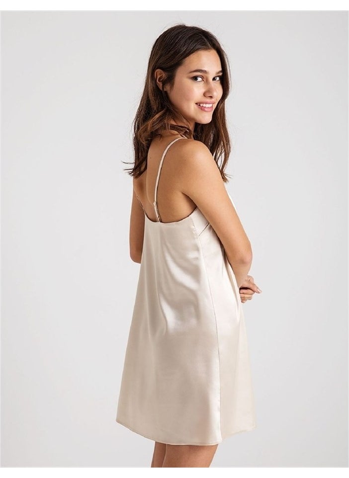 Magic Form 7270 Strap Satin Nightgown - Ecru  - Image 4