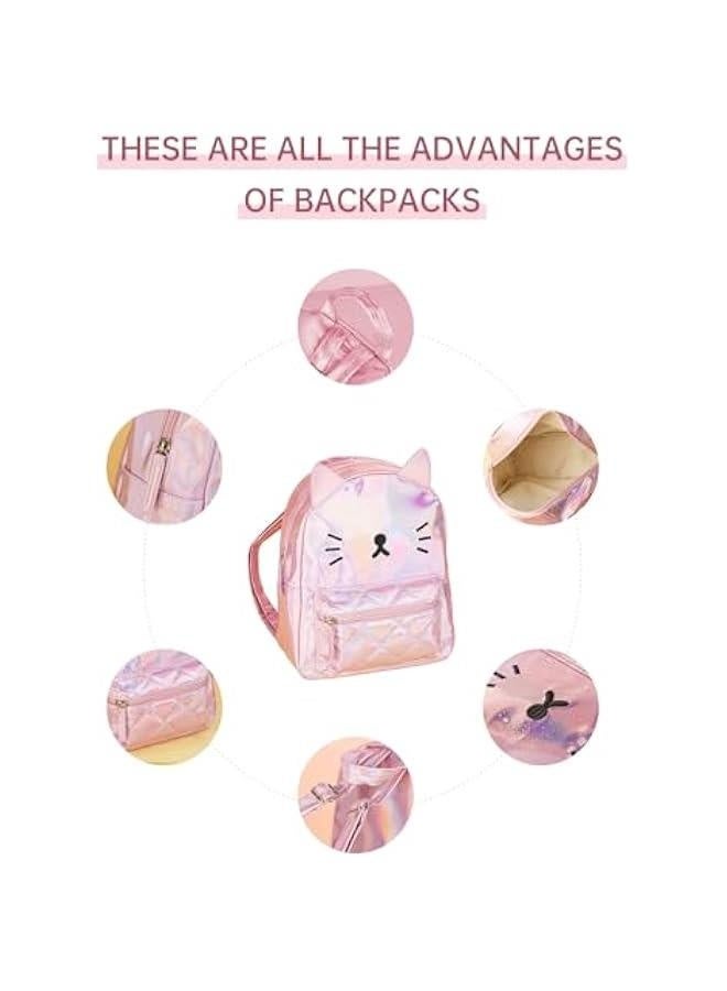 Women's Laser Holographic Backpack Cute Hologram Shoulder Bag Casual Daypack Purse  Birthday Gift,Pink Cat - Image 4