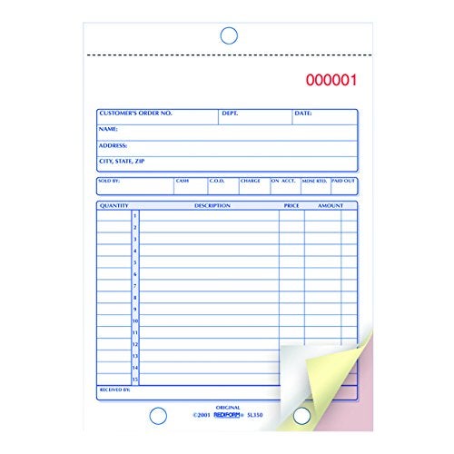 Rediform Sales Order Book, Manifold Cover, Carbonless Triplicate Forms, 5.5" x 8", 50 Numbered Sets (5L350) - Image 3