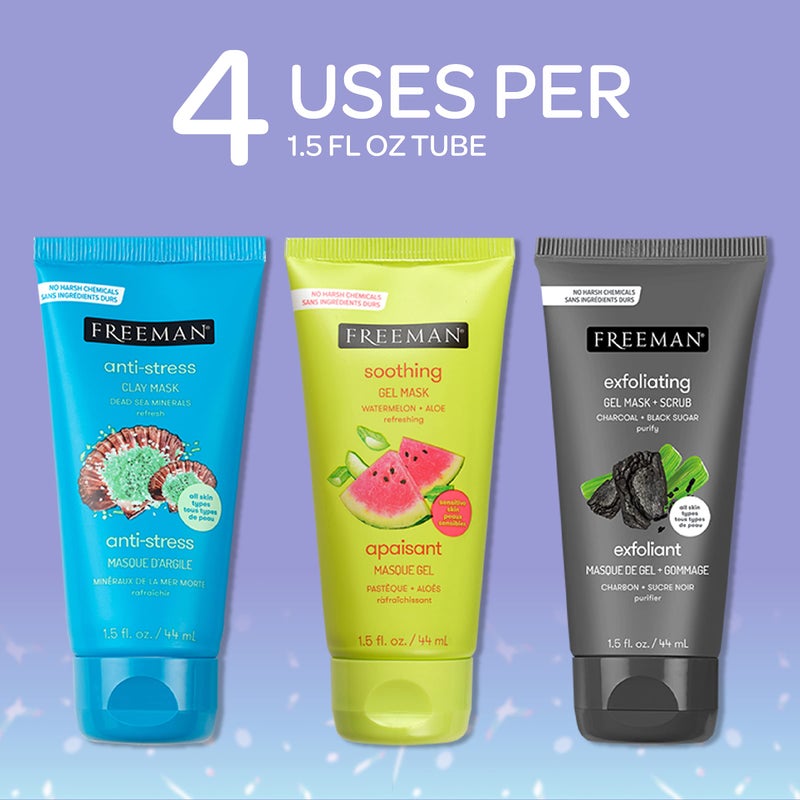 Freeman Limited Edition Renew & Relax Mask Kit, Face Masks To Soothe, Rejuvenate, and Deep Cleanse Pores, Facial Mask Variety, Silicone Mask Applicator, Cruelty Free Skincare, 12 Piece Gift Set - Image 5