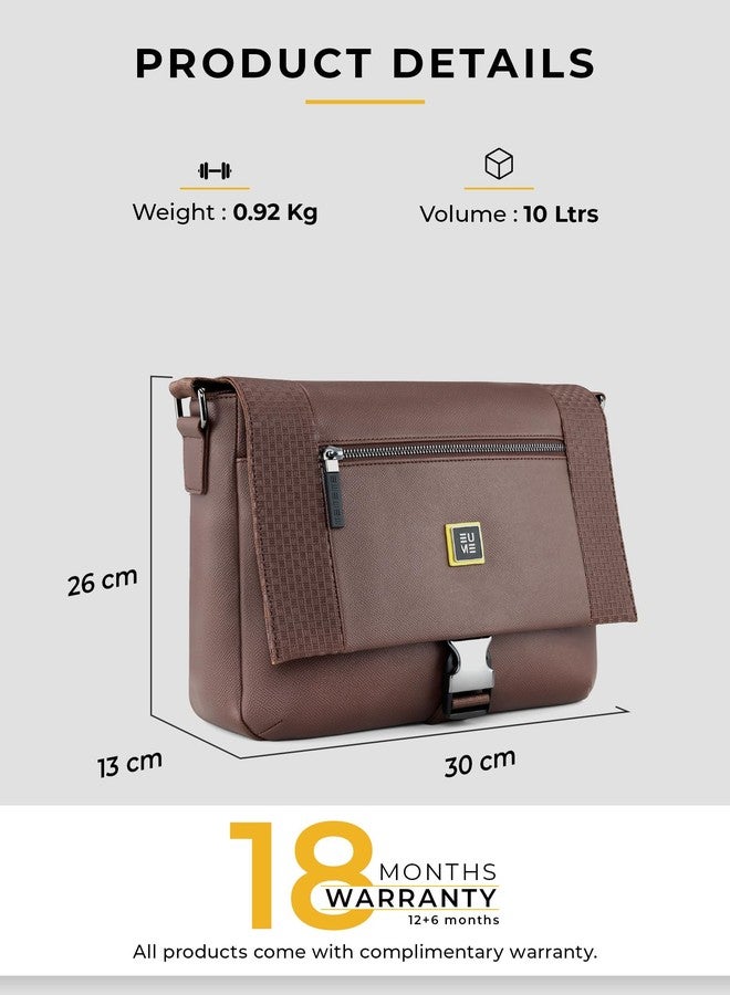 EUME Tarmac Tablet Sling Bag for Men & Women | Vegan Leather Crossbody Travel Bag | Magnetic Easy Access Pockets | Lightweight 10L Daily Use Bag | Rustic Brown - Image 2