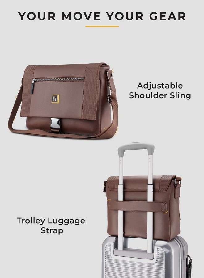 EUME Tarmac Tablet Sling Bag for Men & Women | Vegan Leather Crossbody Travel Bag | Magnetic Easy Access Pockets | Lightweight 10L Daily Use Bag | Rustic Brown - Image 4