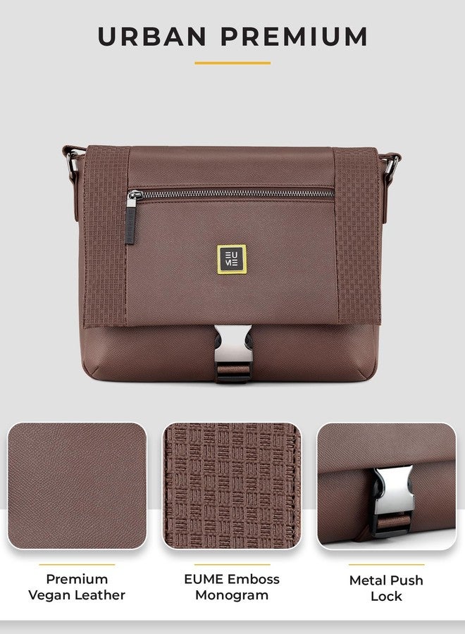 EUME Tarmac Tablet Sling Bag for Men & Women | Vegan Leather Crossbody Travel Bag | Magnetic Easy Access Pockets | Lightweight 10L Daily Use Bag | Rustic Brown - Image 3