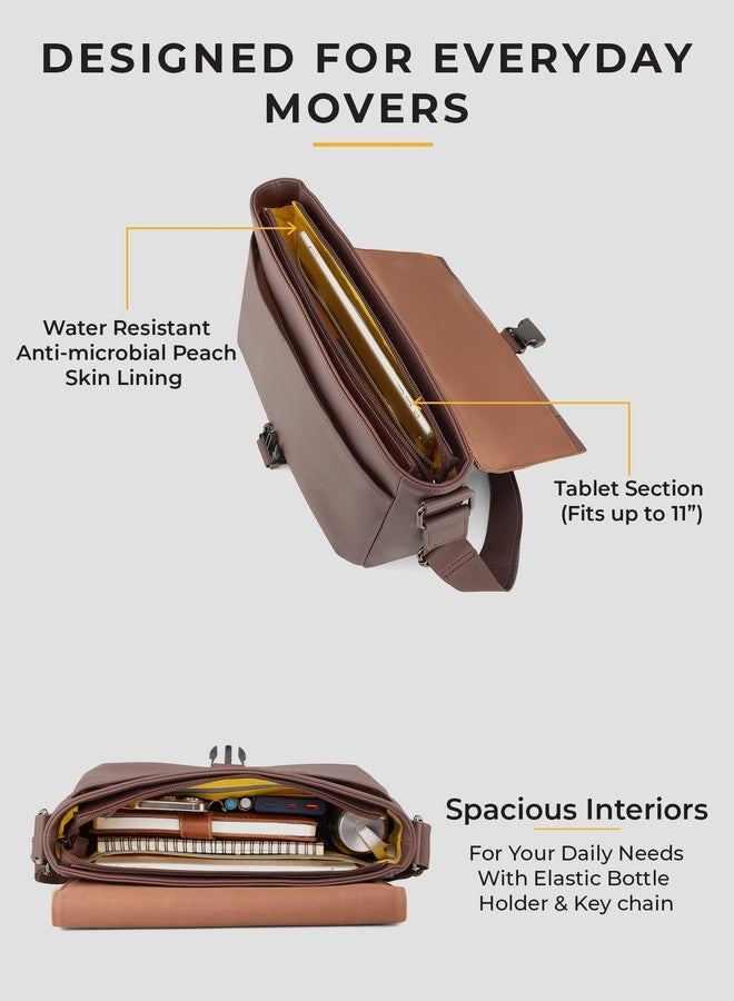EUME Tarmac Tablet Sling Bag for Men & Women | Vegan Leather Crossbody Travel Bag | Magnetic Easy Access Pockets | Lightweight 10L Daily Use Bag | Rustic Brown - Image 5