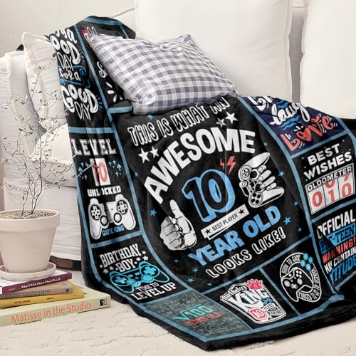 TOBUNKIEN Gifts for 10 Year Old Boys, 10-Year-Old Boy Birthday Gift, Coolest Double Digits Birthday Boy Present Blanket 60 X 50 Inch, Boys 10th Birthday Decorations - Image 5