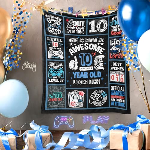 TOBUNKIEN Gifts for 10 Year Old Boys, 10-Year-Old Boy Birthday Gift, Coolest Double Digits Birthday Boy Present Blanket 60 X 50 Inch, Boys 10th Birthday Decorations - Image 2