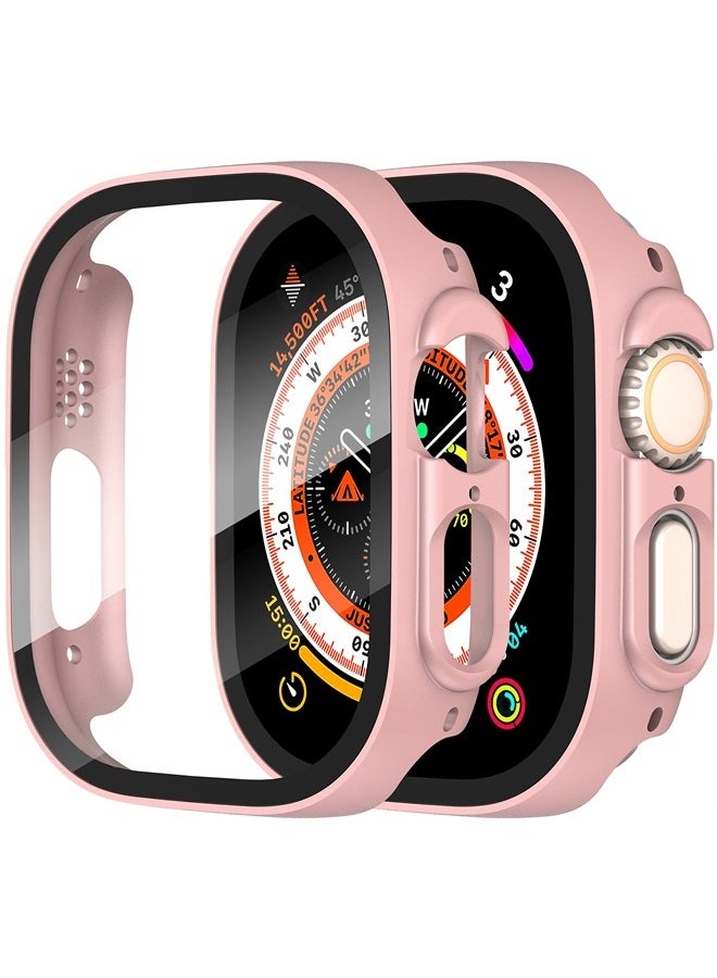 Diruite Suoman 2-Pack for Apple Watch Ultra 49mm PC All-Around Screen Protector Case, Tempered Glass Screen Protector Case Ultra-Thin for iWatch Ultra 49mm Protection Cover - Rose Gold - Image 1