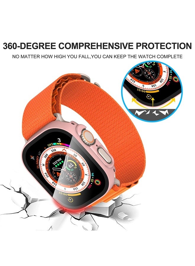 Diruite Suoman 2-Pack for Apple Watch Ultra 49mm PC All-Around Screen Protector Case, Tempered Glass Screen Protector Case Ultra-Thin for iWatch Ultra 49mm Protection Cover - Rose Gold - Image 4
