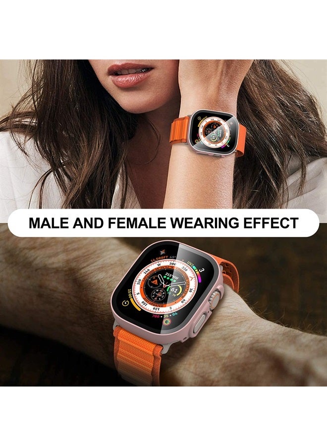 Diruite Suoman 2-Pack for Apple Watch Ultra 49mm PC All-Around Screen Protector Case, Tempered Glass Screen Protector Case Ultra-Thin for iWatch Ultra 49mm Protection Cover - Rose Gold - Image 3