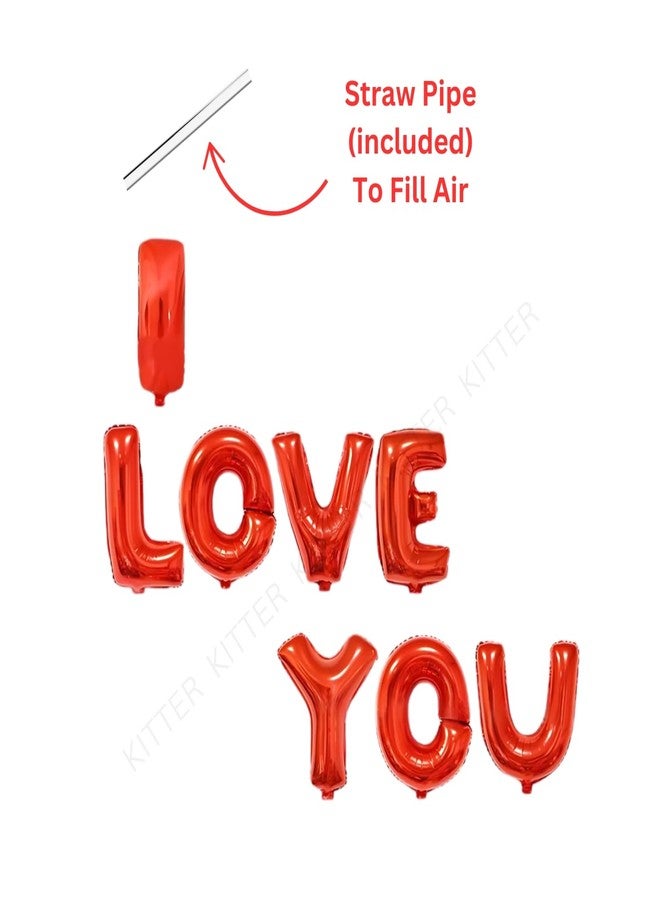 مجموعة بالونات كيتر الحمراء "أحبك" | بالونات حروف الأبجدية "أحبك" لعيد الحب، أو لطلب الزواج، أو ذكرى الزواج، أو لتزيين حفلات أعياد الميلاد | بالونات حب رومانسية للأزواج - Image 5