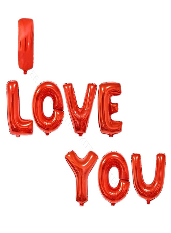 مجموعة بالونات كيتر الحمراء "أحبك" | بالونات حروف الأبجدية "أحبك" لعيد الحب، أو لطلب الزواج، أو ذكرى الزواج، أو لتزيين حفلات أعياد الميلاد | بالونات حب رومانسية للأزواج - Image 1