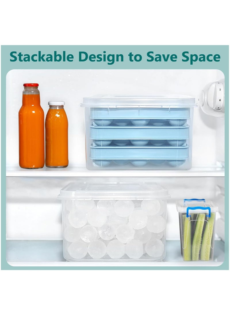 NQOOH - Set of 3 Round Ice Cube Trays with Storage Box and Tongs for Perfect Ice Balls for Cold Beverages - Image 1