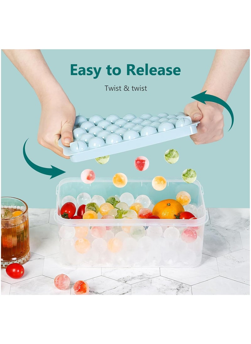 NQOOH - Set of 3 Round Ice Cube Trays with Storage Box and Tongs for Perfect Ice Balls for Cold Beverages - Image 1