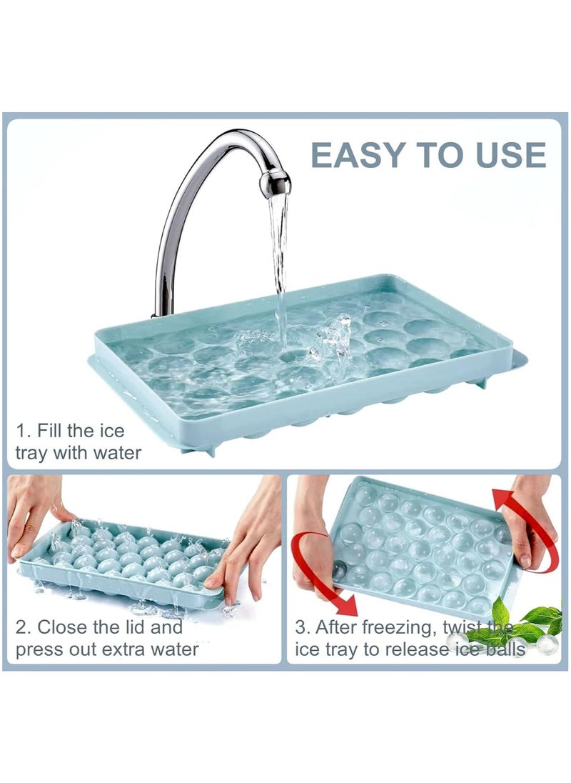 NQOOH - Set of 3 Round Ice Cube Trays with Storage Box and Tongs for Perfect Ice Balls for Cold Beverages - Image 1