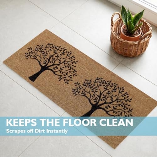 ATMAH Double Tree Coir Doormat 120x40 cm | Natural Coconut Fibre | Anti Slip PVC Backing | Indoor & Covered Outdoor Entrance Mat, Brown - Image 2