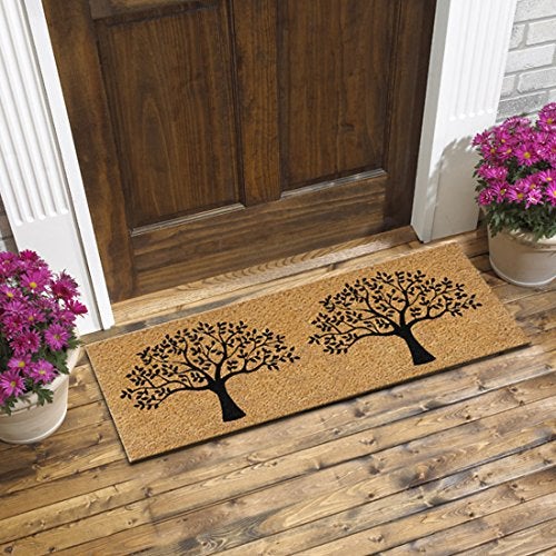 ATMAH Double Tree Coir Doormat 120x40 cm | Natural Coconut Fibre | Anti Slip PVC Backing | Indoor & Covered Outdoor Entrance Mat, Brown - Image 5