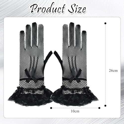 TecoKart® Elegant Black Gloves for Women – Vintage Stretchy Lace Gloves, Stylish Net Gloves for Party, Dance, Wedding & Costume Wear - Image 2