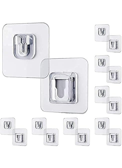 SEKOY SEKOY Transparent Self Adhesive Waterproof Plastic MaleFemale Wall Sticker Hooks BathroomKitchen Accessories for Home Kitchen Bathroom Hanging Pack of 6  - Image 1