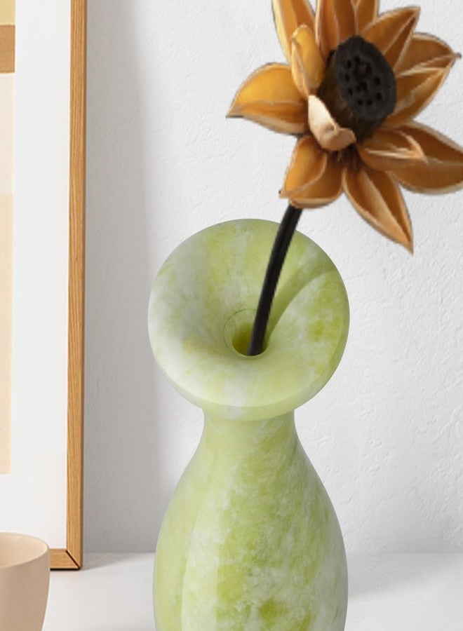 gemshan Jade Vase, Artistic Flower Vase for Home Decor, Coffee Table Centerpiece, Office Desk Ornament, Unique Gift for Women (Handcrafted Jade, Modern Design) - Image 3