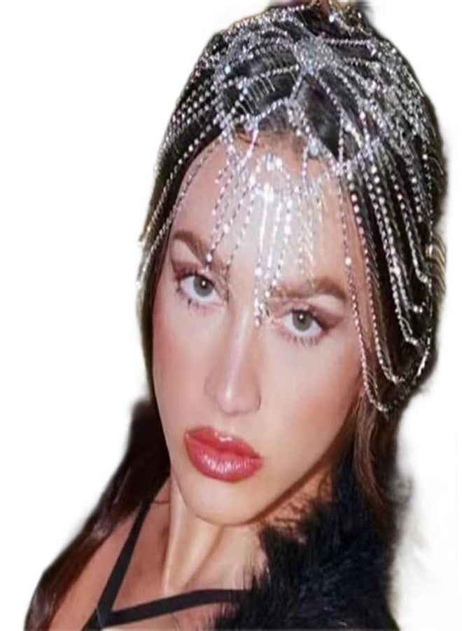YERTTER Wedding Gold Rhinestone Head Cap Layered Fringe Chain 20s Head Accessories Jewelry Crystal Headband Headpiece Boho Hair Accessories for Women Brides Prom Costume(Gold 1) - Image 1
