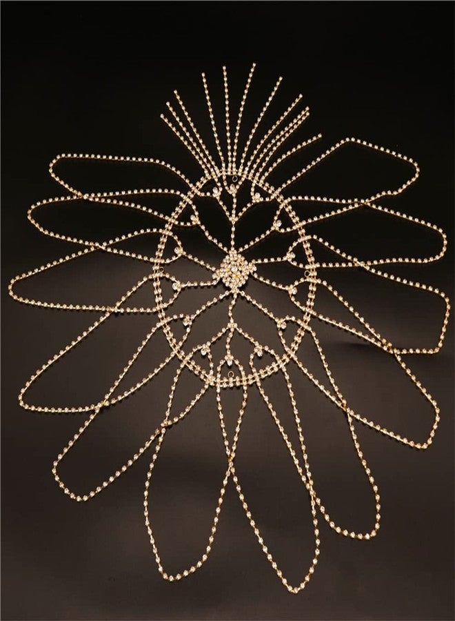 YERTTER Wedding Gold Rhinestone Head Cap Layered Fringe Chain 20s Head Accessories Jewelry Crystal Headband Headpiece Boho Hair Accessories for Women Brides Prom Costume(Gold 1) - Image 4