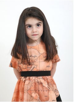 FULL JOY Girls' Dress with text sleeves with  elegant design, Onion-Black  - Image 3