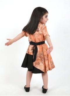 FULL JOY Girls' Dress with text sleeves with  elegant design, Onion-Black  - Image 5
