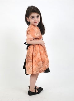 FULL JOY Girls' Dress with text sleeves with  elegant design, Onion-Black  - Image 4