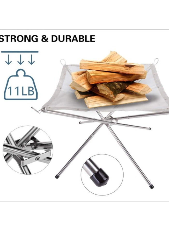 Gasin Lightweight Portable Outdoor Camping and BBQ Durable Stainless Steel Fire Pit, Foldable and Detachable, Suitable for BBQ, Camping and Hiking 56 x 56 x 43 cm  - Image 3