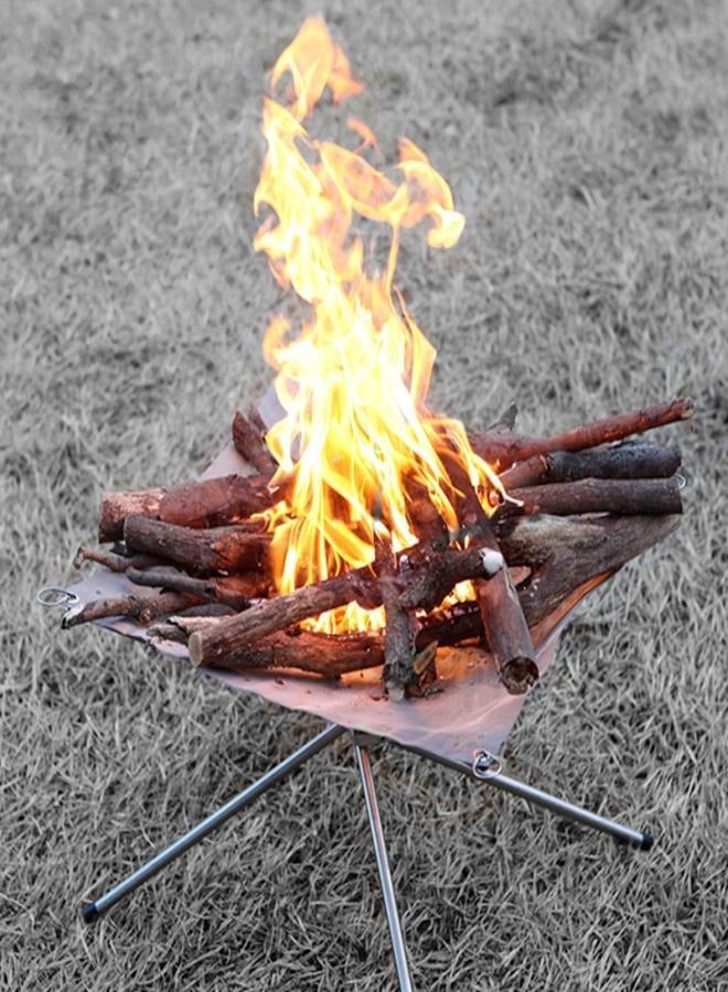 Gasin Lightweight Portable Outdoor Camping and BBQ Durable Stainless Steel Fire Pit, Foldable and Detachable, Suitable for BBQ, Camping and Hiking 56 x 56 x 43 cm  - Image 4