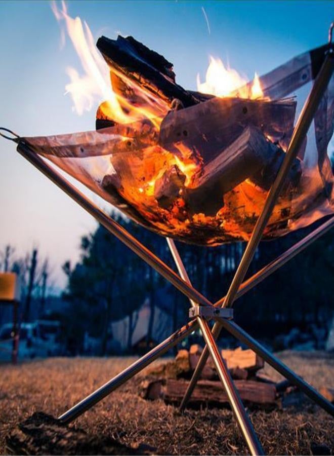 Gasin Lightweight Portable Outdoor Camping and BBQ Durable Stainless Steel Fire Pit, Foldable and Detachable, Suitable for BBQ, Camping and Hiking 56 x 56 x 43 cm  - Image 1