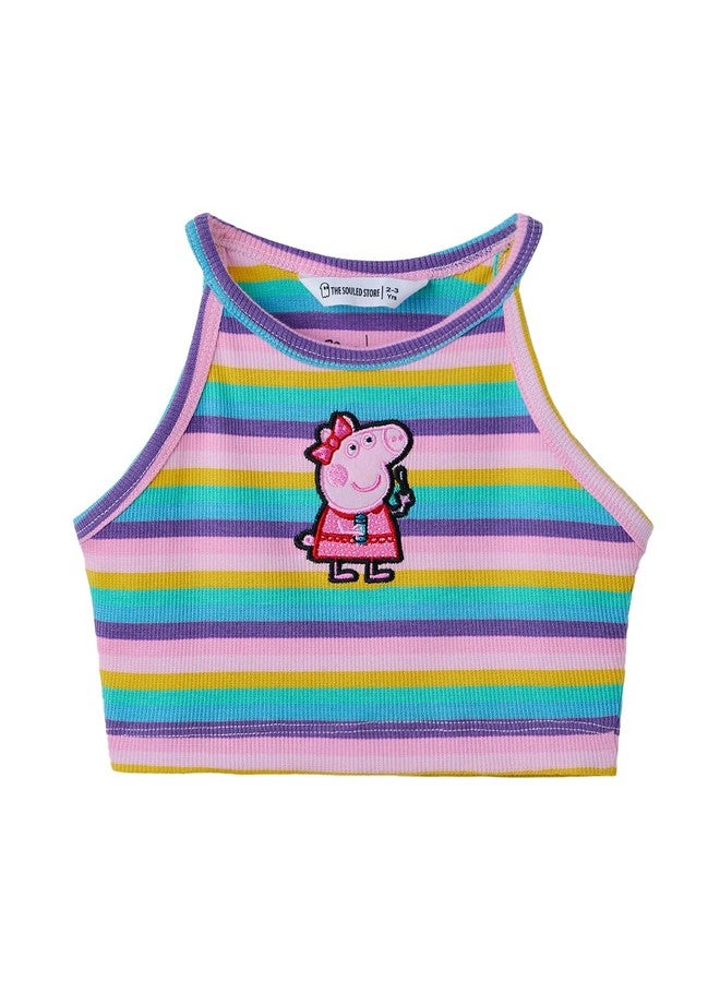 The Souled Store Official Peppa: Chasing Rainbows Girls Sleeveless Cotton Tank Tops - Image 1