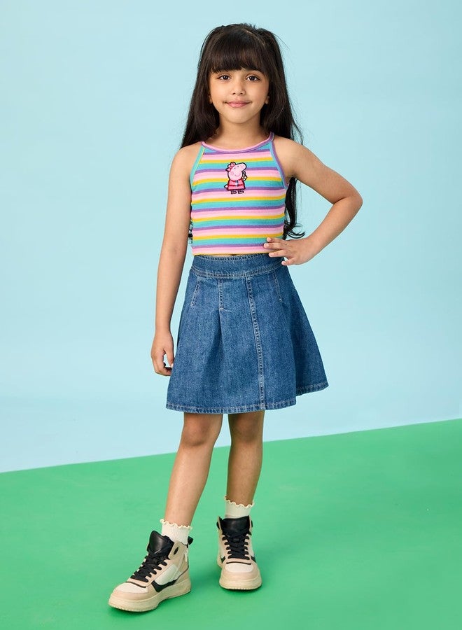 The Souled Store Official Peppa: Chasing Rainbows Girls Sleeveless Cotton Tank Tops - Image 3