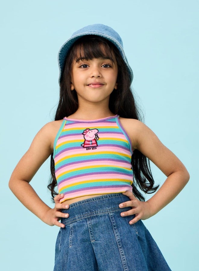 The Souled Store Official Peppa: Chasing Rainbows Girls Sleeveless Cotton Tank Tops - Image 2