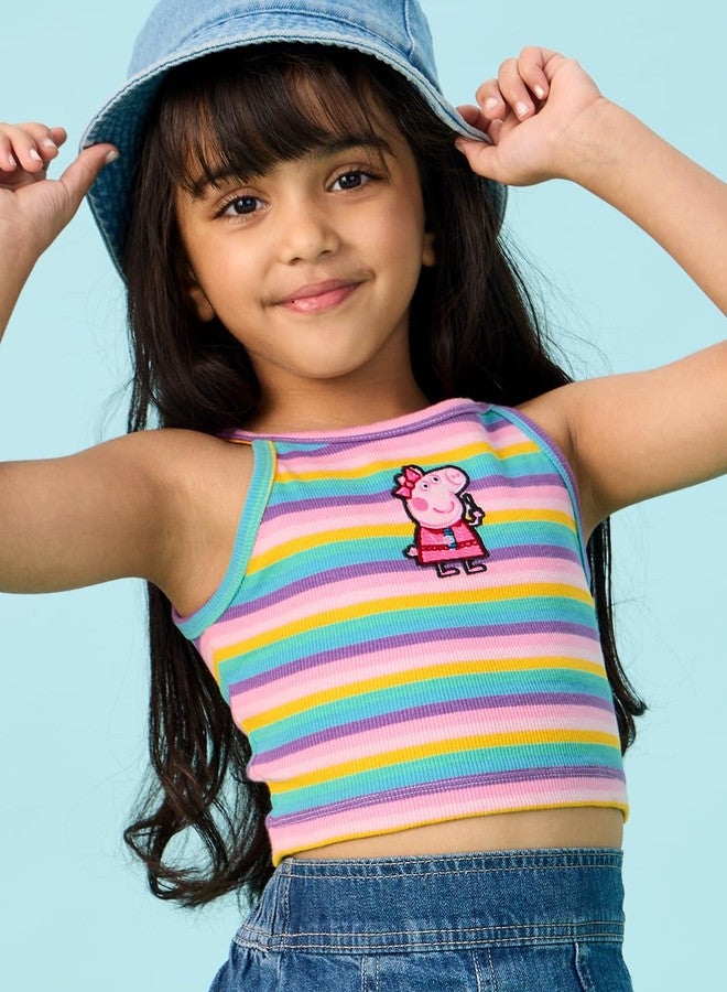 The Souled Store Official Peppa: Chasing Rainbows Girls Sleeveless Cotton Tank Tops - Image 4