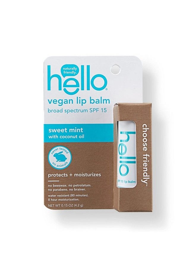 Hello Moisturizing Vegan Lip Balm Sweet Mint Spf 15 Beeswax Free Petrolatum Free And Parabens Free 0.15 Ounce 1 Pack  - Image 3
