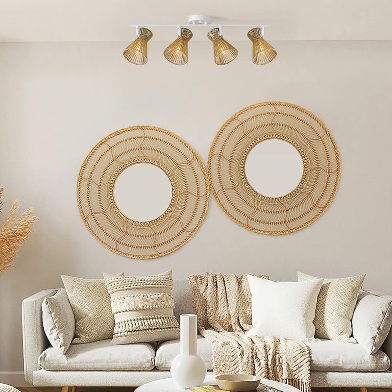 Globe Electric 64000050 28" 4-Light Track Lighting, Matte White, Natural Twine Shades, Ceiling Light, Pivot Shade, Kitchen Lights, 4 Bulb Track-Light - Image 2