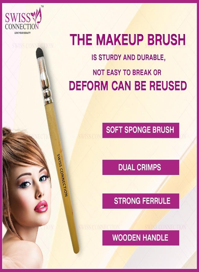 Swiss Connection Eyeshadow Blending Brush Pencil Brush Super Soft Firm Vegan Fiber Bristles Powder & Cream Eyeshadow Wooden Handle Aluminium Ferrule Eye Makeup Tool With soft bristles(Pack of 4) - Image 4