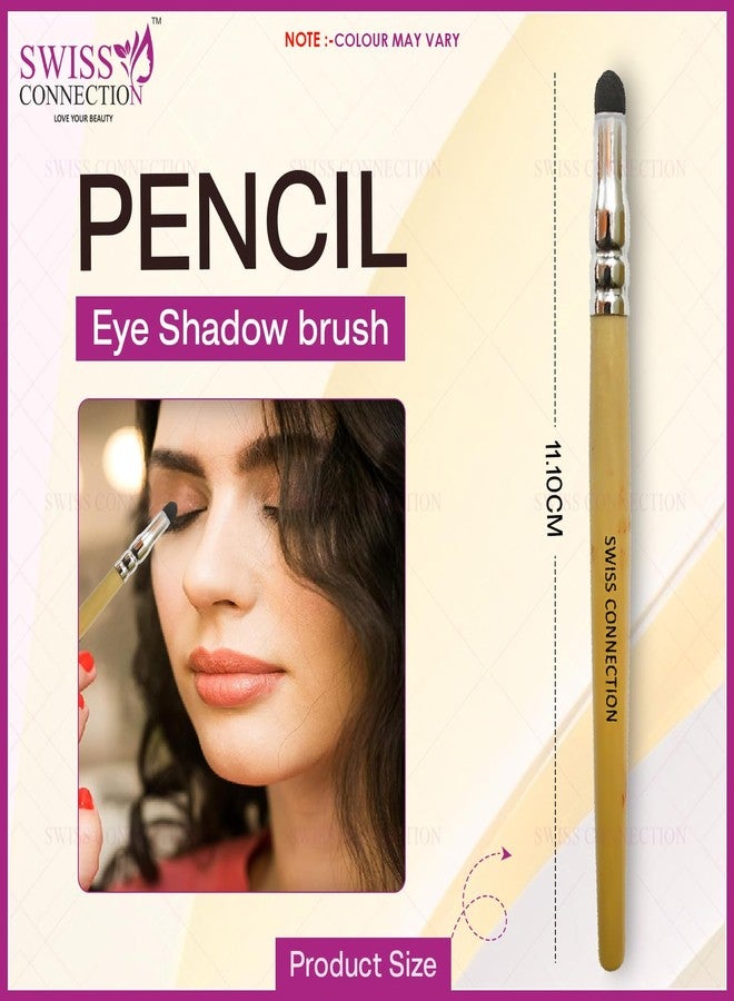 Swiss Connection Eyeshadow Blending Brush Pencil Brush Super Soft Firm Vegan Fiber Bristles Powder & Cream Eyeshadow Wooden Handle Aluminium Ferrule Eye Makeup Tool With soft bristles(Pack of 4) - Image 2