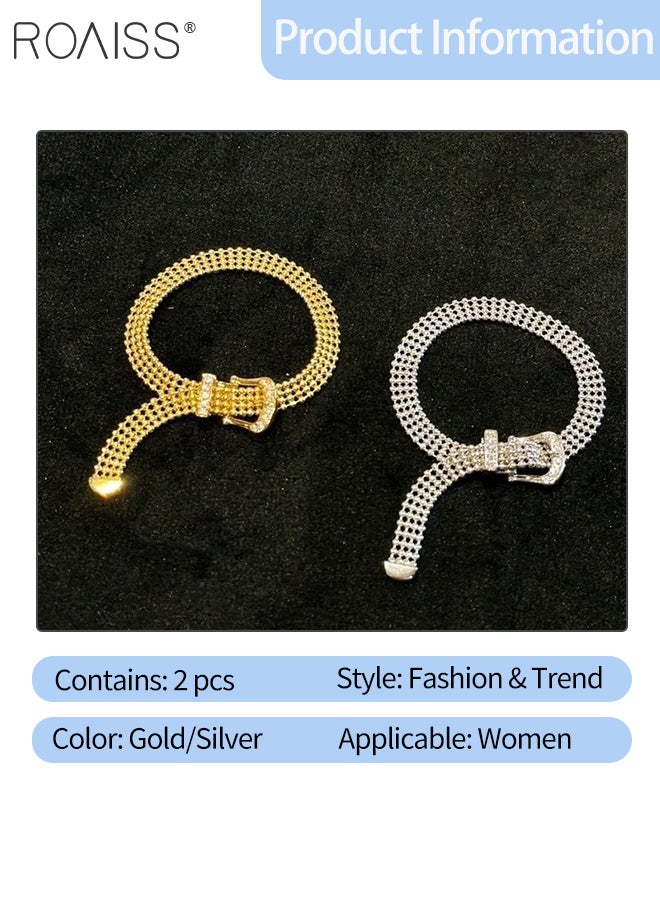 رويس سواران فاخران من الفولاذ المقاوم للصدأ بسلسلة ميلانو مع مشبك مميز، أساور من شريط الساتان بتصميم إبداعي عتيق، تصميم فريد، مناسب للارتداء اليومي والهدايا - Image 2