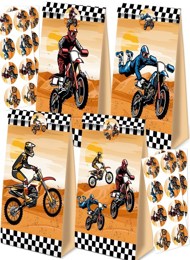 BQK 24pcs Dirt Bike Party Bags Motorcycle Birthday Party Supplies Dirt Bike Party Favors Motorcycle Birthday Decorations Dirt Bike Candy Gift Bags for Kids - Image 1
