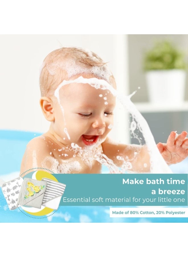 Spasilk Bath Hooded Towels & Washcloths Set for Babies, 23-Piece Gift Set, Grey - Image 5