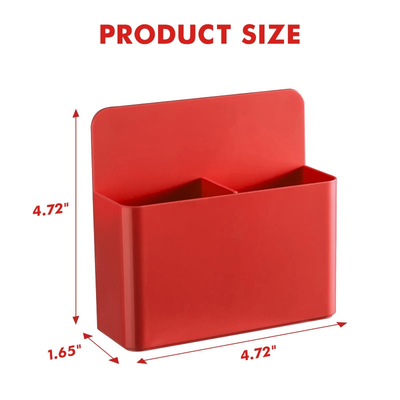 Beygorm 2 Pack Plastics Magnetic Pen Holder For Refrigerator  Dry Erase Marker Holder For Whiteboard Magnet School Locker Organizer Accessories  Pencil Cup  Pen Caddy  Classroom Organization(Red) - Image 2